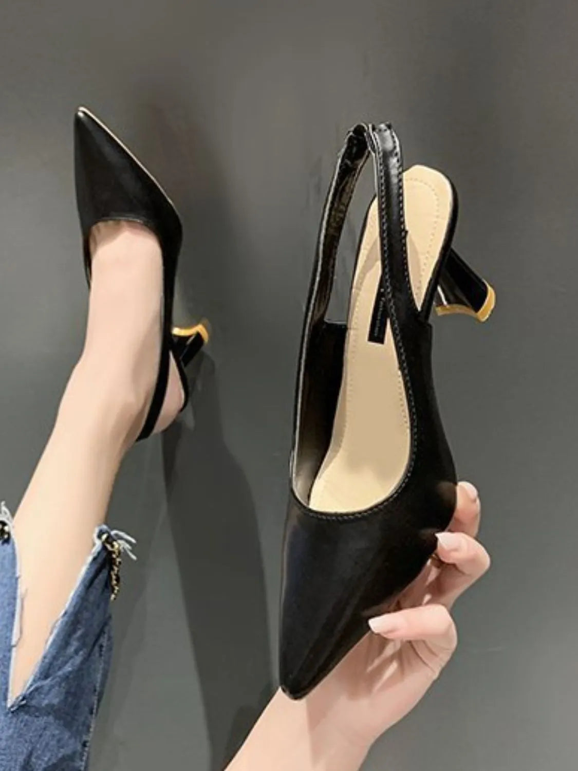 Tacones con punta puntiaguda mujer en negro con diseño elegante y cómodo para ocasiones especiales