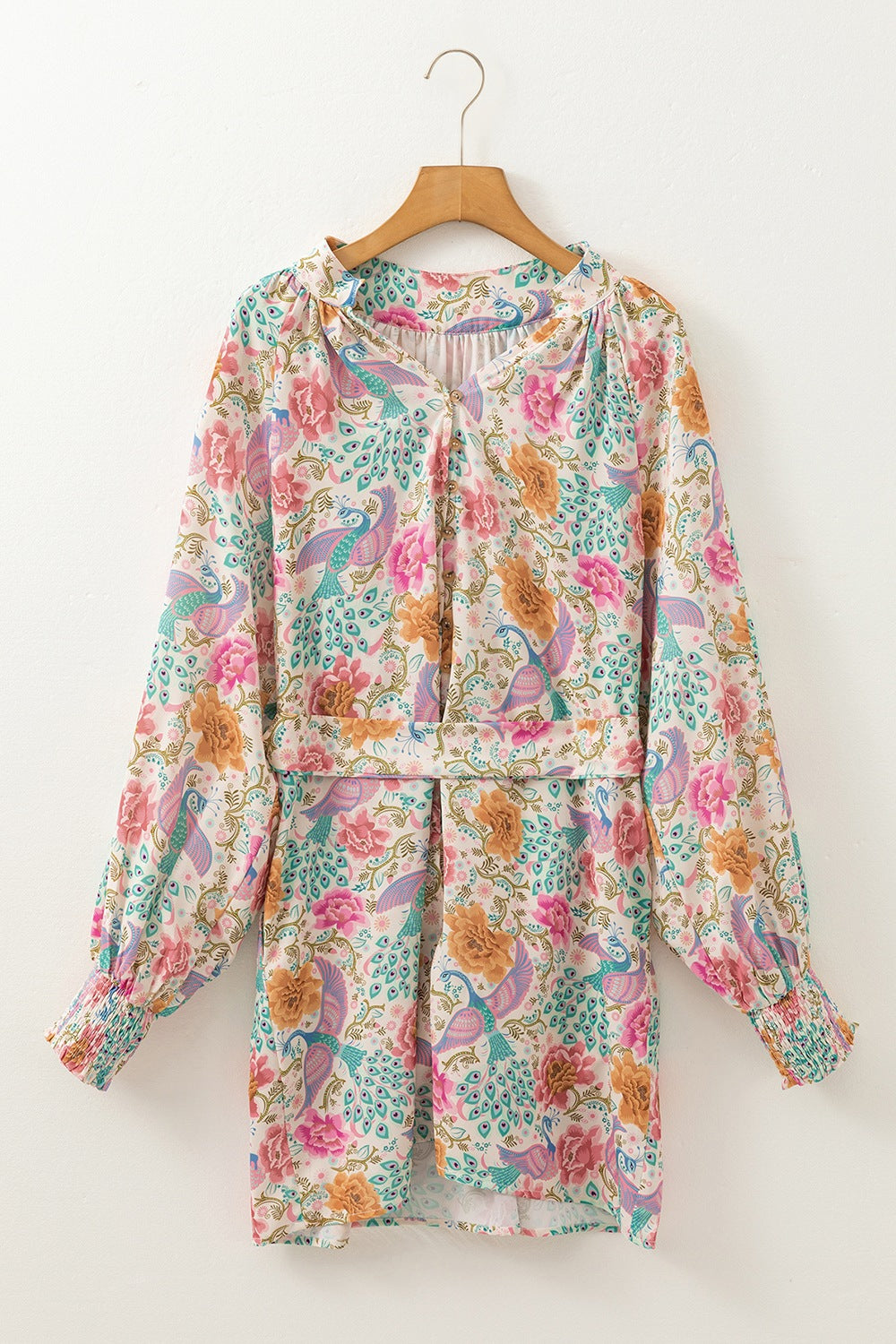 Vestido estampado elegante de Trendsi con mangas largas y diseño floral colorido
