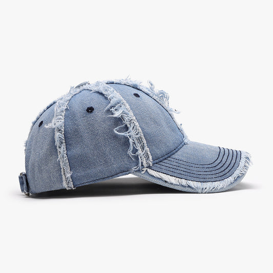 Gorra de béisbol de algodón azul clara con diseño desgastado y visera desgastada para un look moderno