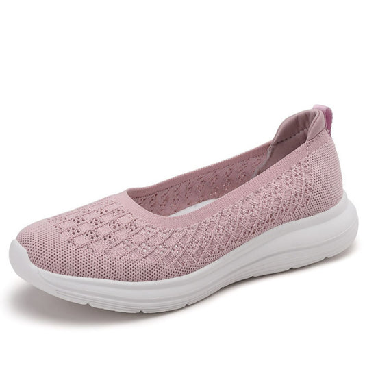 Zapatos sin cordones casual de Trendsi en rosa con diseño de malla y suela blanca cómoda